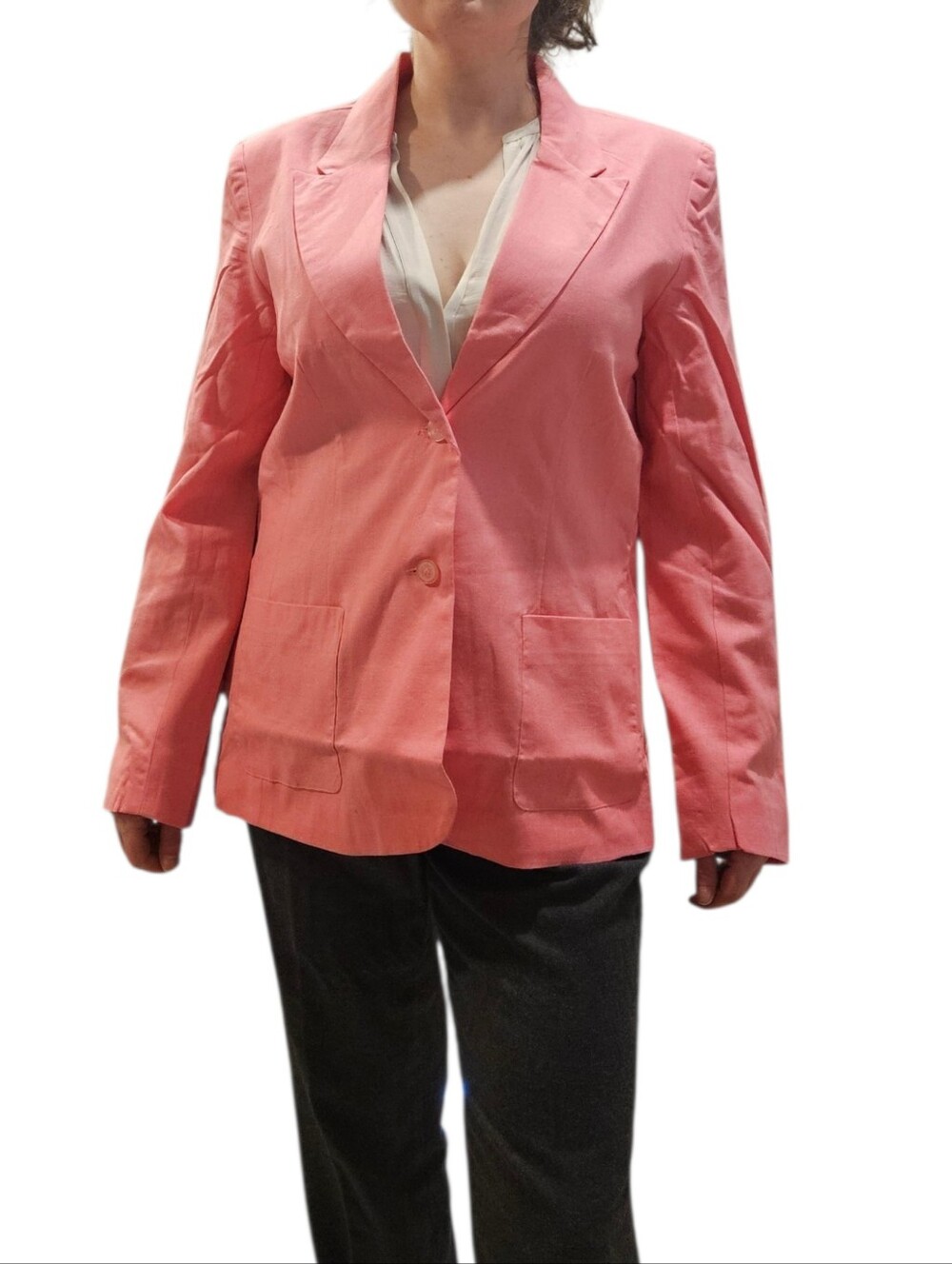 Vintage Chadwick's Pink Linen Blend Blazer Suit Jacket Size 12 Y2K